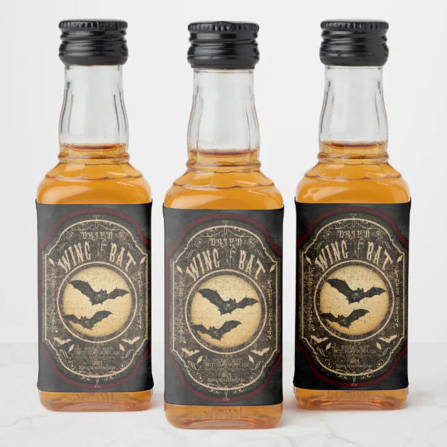 Wing of Bat Gothic Apothecary Halloween Liquor Bottle Label | Zazzle