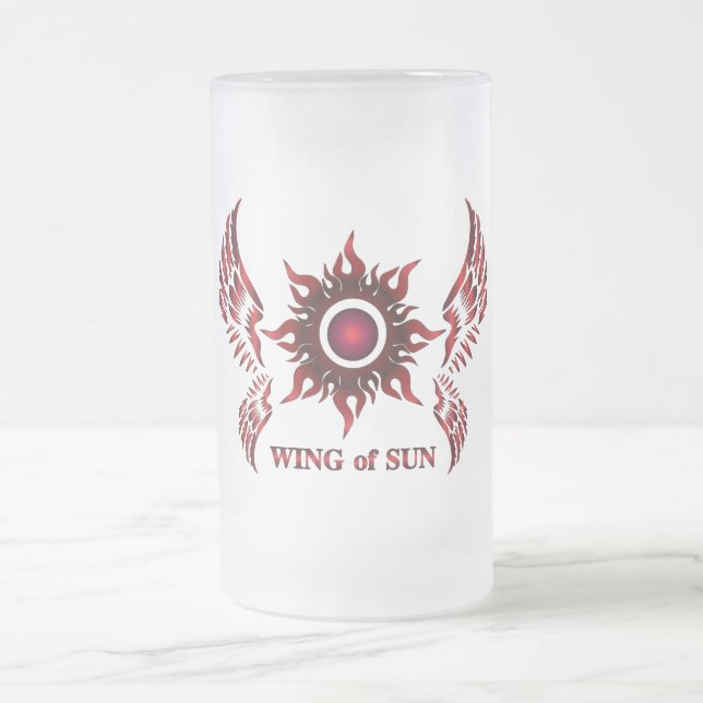 Wing of Sun Beer Glass Frosted Glass Beer Mug (Center)