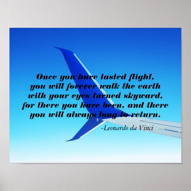 Wing Plane Airplane Flight Flying Sky Poster Print (Front)