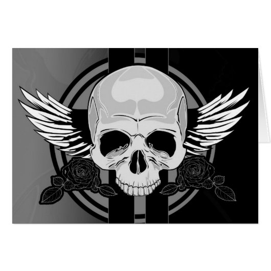 Wing Skull - BLACK & WHITE Cards (Front Horizontal)