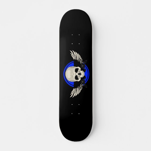 Wing Skull - BLUE Skateboard (Front)
