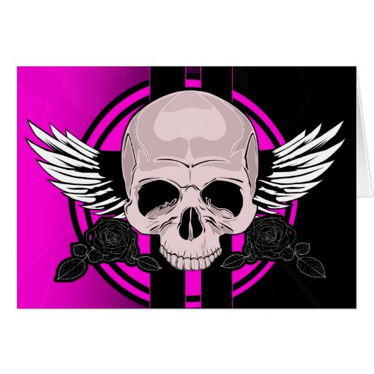 Wing Skull - PINK Cards (Front Horizontal)