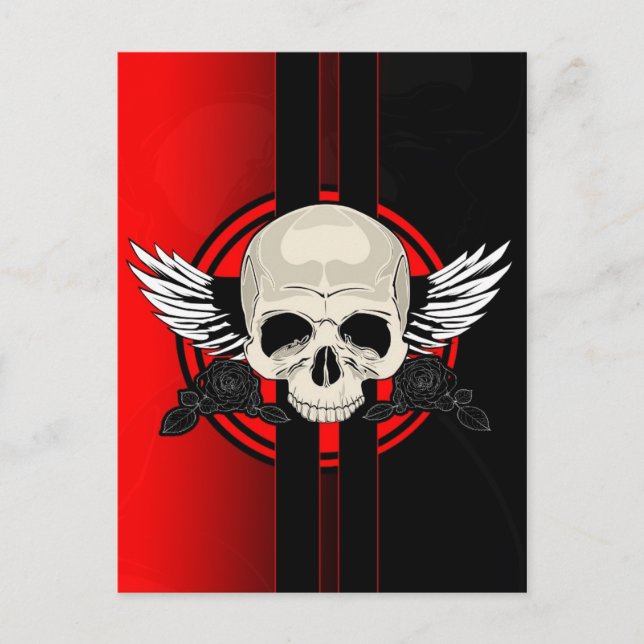 Wing Skull - RED Postcard (Front)