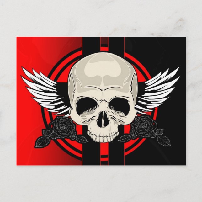 Wing Skull - RED Postcard (Front)