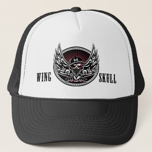 WING SKULL wide Trucker Hat