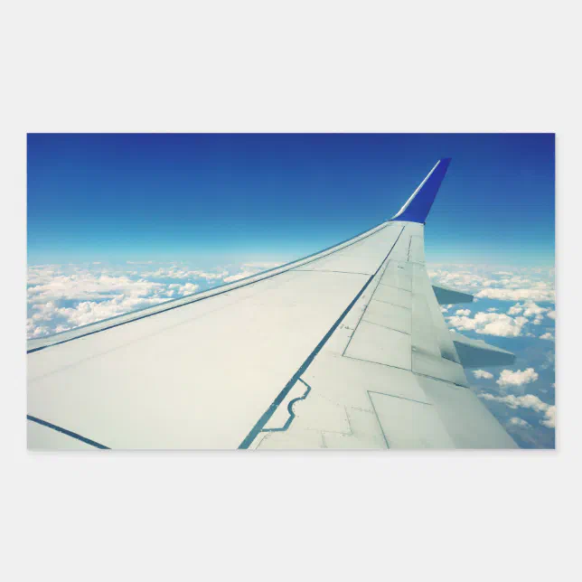 Wing view from airplane during flight rectangular sticker | Zazzle