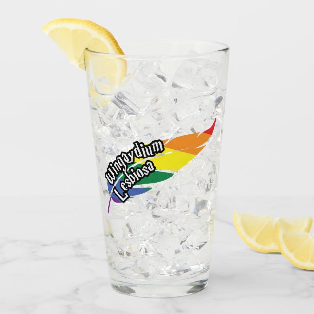 Wingaydium Lesbiosa – Funny LGBTQ+ Magic Pun Glass (Front Ice)