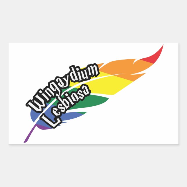 Wingaydium Lesbiosa – Funny LGBTQ+ Magic Pun Rectangular Sticker (Front)