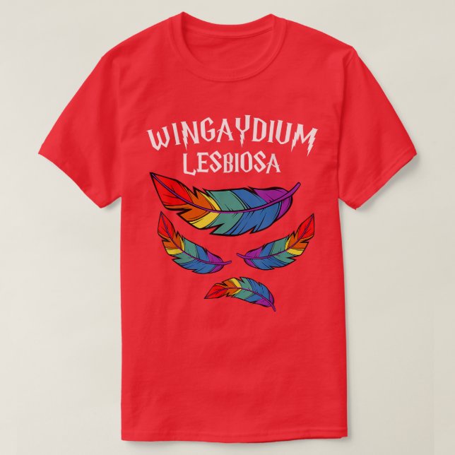Wingaydium Lesbiosa Rainbow LGBT Gay Lesbian Pride T-Shirt (Design Front)