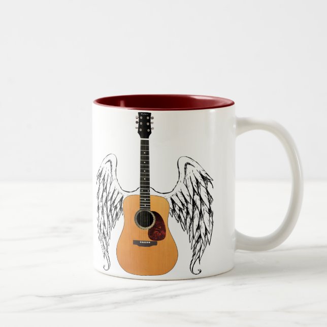 Winged Acoustic Guitar Two-Tone Coffee Mug (Right)
