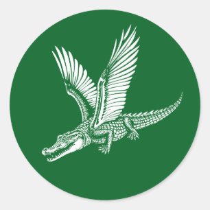 winged alligator flying high  classic round sticker