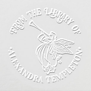 Winged Angel Blowing Horn #1 Library Book Name Embosser