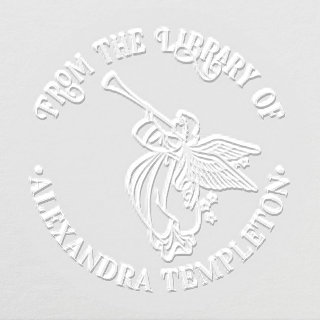 Winged Angel Blowing Horn #1 Library Book Name Embosser (Design)