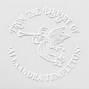 Winged Angel Blowing Horn #1 Library Book Name Embosser