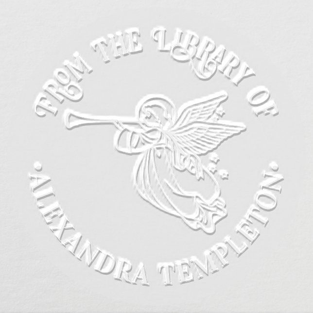 Winged Angel Blowing Horn #1 Library Book Name Embosser (Design)