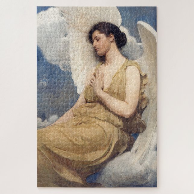 Winged angel figure sleeping dreaming on clouds jigsaw puzzle (Vertical)