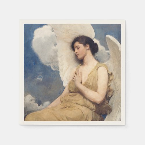 Winged angel figure sleeping dreaming on clouds napkins