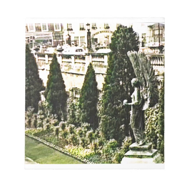 Winged Angel Statue Bath England 1986 snap-11737a Notepad (Front)