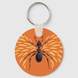 Winged Ant Insect Lover Fiery Orange Keychain
