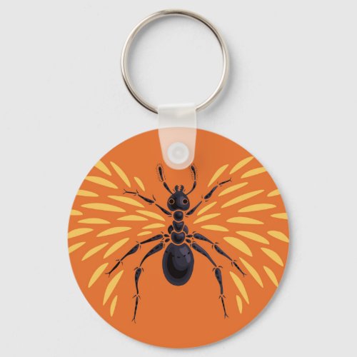 Winged Ant  Insect Lover Fiery Orange Keychain