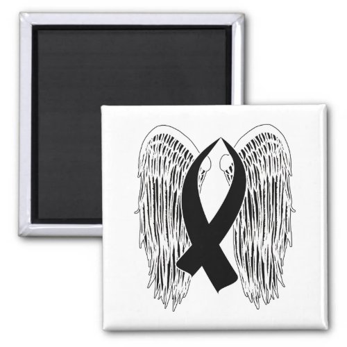 Winged Awareness Ribbon Black Magnet