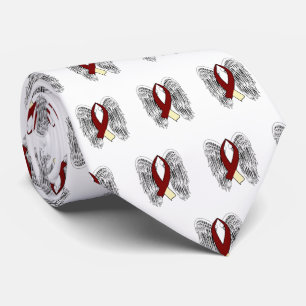 Winged Awareness Ribbon (Burgundy & Cream) Neck Tie
