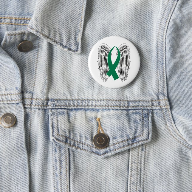 Winged Awareness Ribbon (Green) Button (In Situ)