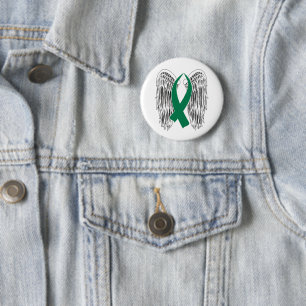Winged Awareness Ribbon (Green) Button