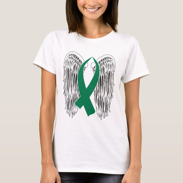 Winged Awareness Ribbon (Green) T-Shirt (Front)