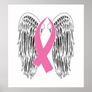 Winged Awareness Ribbon (Pink) Poster