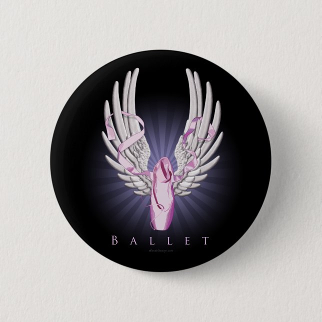 Winged Ballet (Dance) Pinback Button (Front)