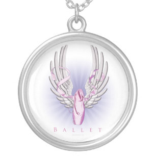 Winged Ballet (Dance) Silver Plated Necklace