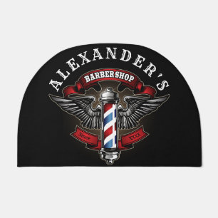 Winged Barber Pole Logo Personalize Doormat
