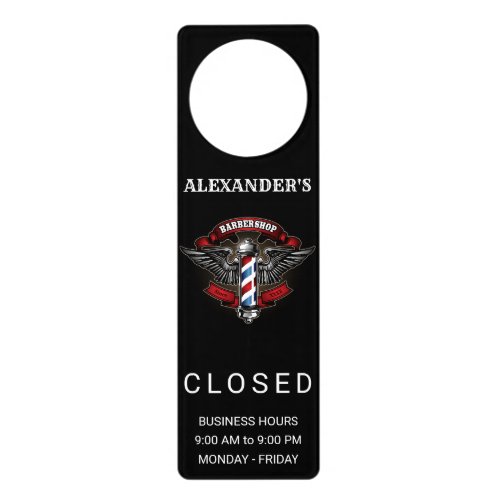 Winged Barber Pole Personalize Door Hanger