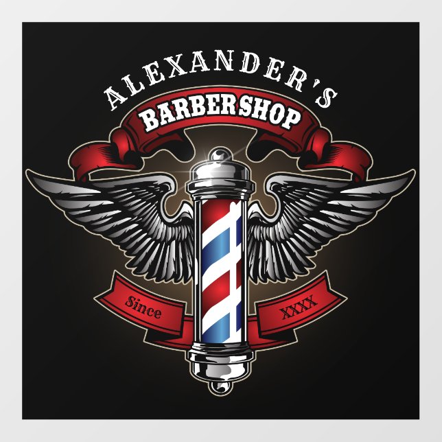 Winged Barber Pole Square Personalize  Floor Decals (Front)