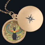 Winged Bast Gold Locket<br><div class="desc">My Way Of Honoring the Egyptian Goddess Bast,  the Background i made in a tex generator,  the winged bast a friend gave me</div>