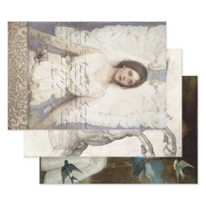 WINGED BEAUTIES HEAVY WEIGHT DECOUPAGE WRAPPING PAPER SHEETS