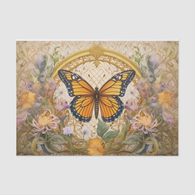 Winged Beauty Medallion, Monarch Butterfly Tissue Paper (Front)