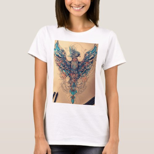 Winged Beauty Tattoo Art Womens T_Shirt