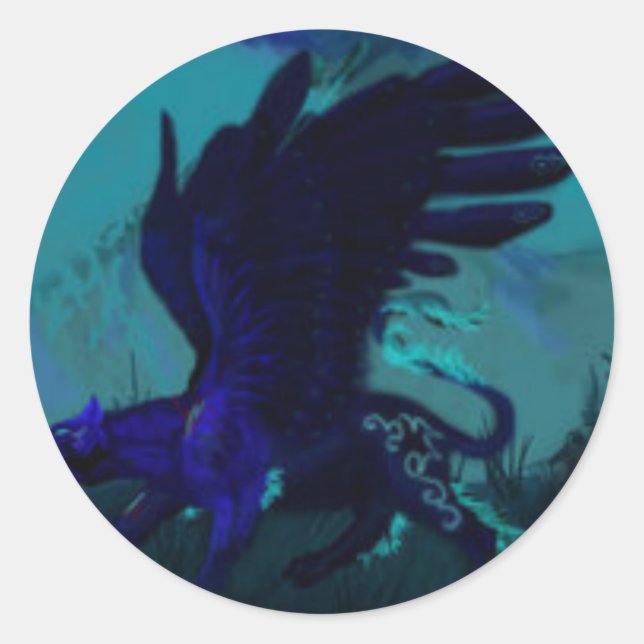 Winged Black Panther Classic Round Sticker (Front)