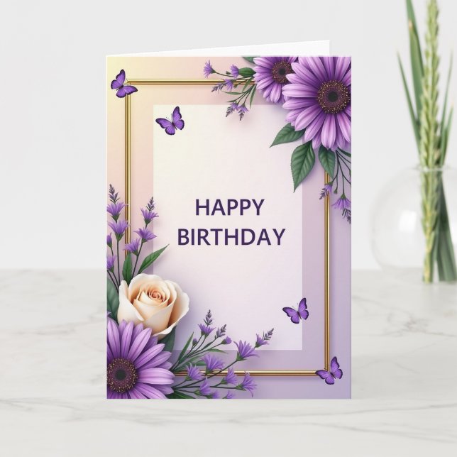 Winged Bloom Birthday Card (Front)