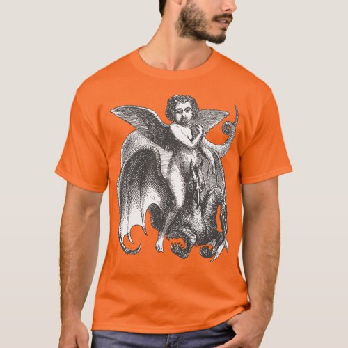 Winged Boy Riding A Two Headed Dragon T_Shirt