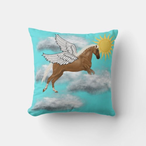 Winged Brown Horse Pillow