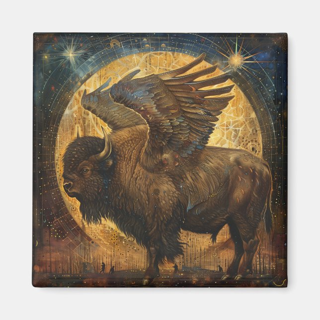 Winged Buffalo Bison Magnet (Front)