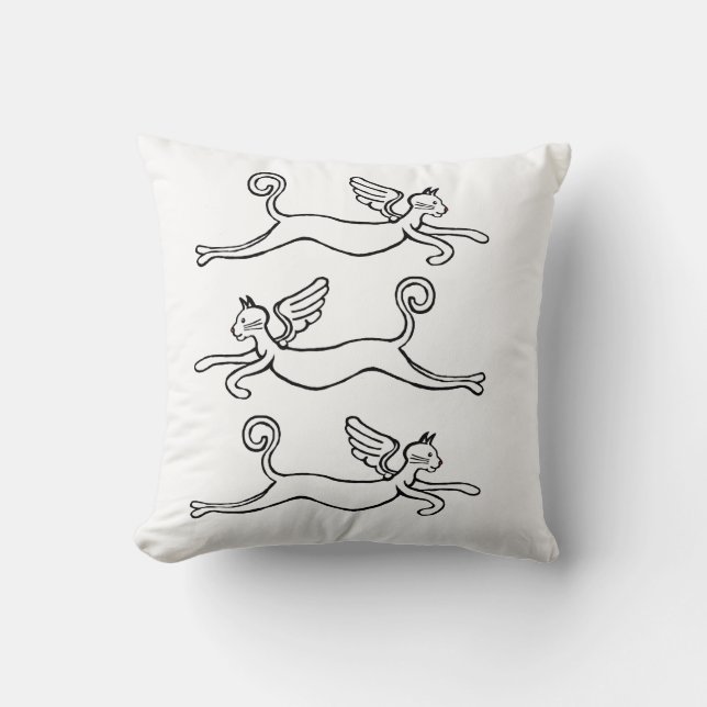 Winged cats throw pillow (Front)