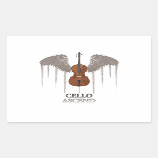 Winged Cello Ascend Design Rectangular Sticker