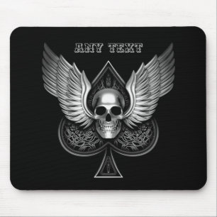 Winged Chrome Skull Mouse Pad