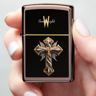 Winged Cross of Diamonds Zippo Lighter
