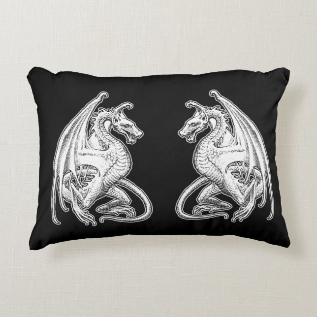 Winged Dragons Accent Pillow (Front)