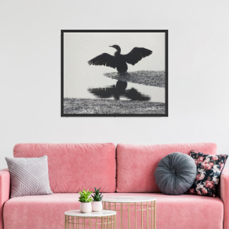 Winged Duck Silhouette   Canvas Print